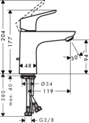 Bild von HANSGROHE Focus Einhebel-Waschtischmischer 100 mit Zugstangen-Ablaufgarnitur, 31607000