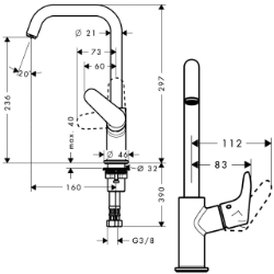 Bild von HANSGROHE Focus Einhebel-Waschtischmischer 240 ohne Ablaufgarnitur und Schwenkauslauf 120°, 31519000