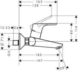 Bild von HANSGROHE Focus Einhebel-Waschtischmischer Aufputz, 31923000