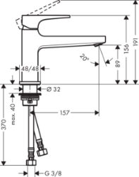 Bild von HANSGROHE Metropol Einhebel-Waschtischmischer 100 mit Zungengriff und Push-Open Ablaufgarnitur, 32502000