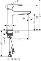 Bild von HANSGROHE Metropol Einhebel-Waschtischmischer 110 CoolStart mit Zungengriff und Push-Open Ablaufgarnitur, 32508000 