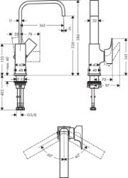 Bild von HANSGROHE Metropol Einhebel-Waschtischmischer 230 mit Zungengriff und Push-Open Ablaufgarnitur, 32511000