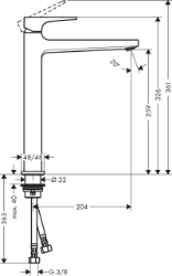 Bild von HANSGROHE Metropol Einhebel-Waschtischmischer 260 mit Bügelgriff und Push-Open Ablaufgarnitur fürWaschschüsseln, 74512000