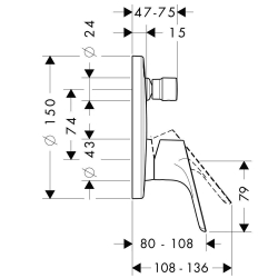 Bild von HANSGROHE Focus Einhebel-Wannenmischer Unterputz mit Sicherungskombination,  31946000