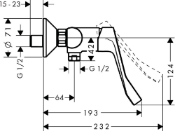 Bild von HANSGROHE Focus Einhebel-Brausemischer Aufputz mit extra langem Griff,  31916000