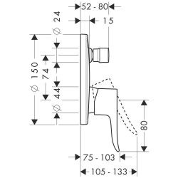 Bild von HANSGROHE Metris Einhebel-Wannenmischer Unterputz mit integrierter Sicherungskombination,  31487000