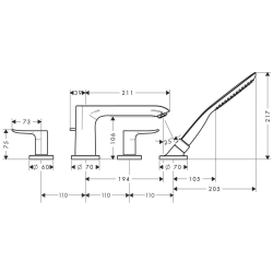 Bild von HANSGROHE Metris 4-Loch Wannenrandarmatur,  31442000