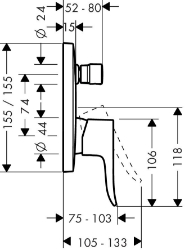 Bild von HANSGROHE Metris Einhebel-Wannenmischer Unterputz mit integrierter Sicherungskombination,  31451000