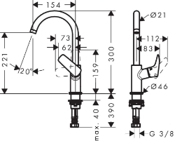 Bild von HANSGROHE Logis Einhebel-Waschtischmischer 210 mit Schwenkauslauf 120° ohne Ablaufgarnitur,  71131000