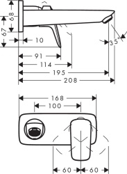 Bild von HANSGROHE Logis Einhebel-Waschtischmischer Unterputz mit Auslauf 195 mm für Wandmontage,  71220000