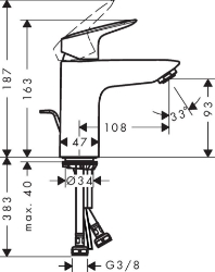 Bild von HANSGROHE Logis Einhebel-Waschtischmischer 100 mit Metall Zugstangen-Ablaufgarnitur,  71171000