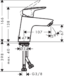 Bild von HANSGROHE Logis Einhebel-Waschtischmischer 70 mit Push-Open Ablaufgarnitur,  71077000