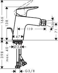 Bild von HANSGROHE Logis Einhebel-Bidetmischer 70 mit Zugstangen-Ablaufgarnitur,  71204000