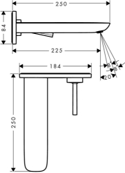 Bild von HANSGROHE PuraVida Einhebel-Waschtischmischer Unterputz mit Auslauf 225 mm für Wandmontage,  15085000