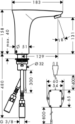 Bild von HANSGROHE PuraVida Elektronik Waschtischmischer mit Temperaturregulierung mit Netzanschluss 230 V,  15172000