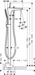 Bild von HANSGROHE PuraVida Einhebel-Wannenmischer bodenstehend,  15473000