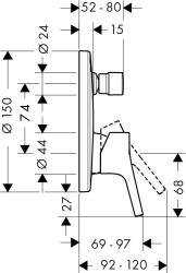 Bild von HANSGROHE Talis S Einhebel-Wannenmischer Unterputz mit integrierter Sicherungskombination,  72406000