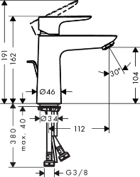 Bild von HANSGROHE Talis E Einhebel-Waschtischmischer 110 mit Zugstangen-Ablaufgarnitur,  71710000