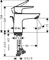 Bild von HANSGROHE Talis E Einhebel-Waschtischmischer 80 mit Zugstangen-Ablaufgarnitur,  71700000