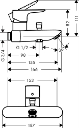 Bild von HANSGROHE Talis E Einhebel-Wannenmischer Aufputz,  71741000