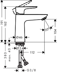 Bild von HANSGROHE Talis E Einhebel-Waschtischmischer 110 ohne Ablaufgarnitur,  71712000