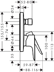 Bild von HANSGROHE Talis E Einhebel-Wannenmischer Unterputz mit Sicherungskombination,  71474000