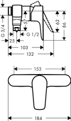 Bild von HANSGROHE Talis E Einhebel-Brausemischer Aufputz,  71761000