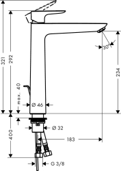 Bild von HANSGROHE Talis E Einhebel-Waschtischmischer 240 mit Zugstangen-Ablaufgarnitur,  71716000