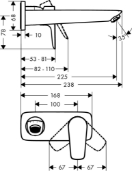 Bild von HANSGROHE Talis E Einhebel-Waschtischmischer Unterputz mit Auslauf 225 mm für Wandmontage,  71734000