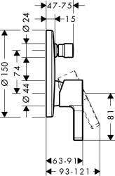 Bild von HANSGROHE Metris S Einhebel-Wannenmischer Unterputz,  31465000