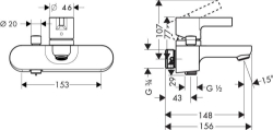 Bild von HANSGROHE Metris S Einhebel-Wannenmischer Aufputz,  31464000