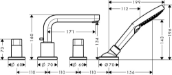 Bild von HANSGROHE Metris S 4-Loch Wannenrandarmatur mit Auslauf 171 mm,  31446000