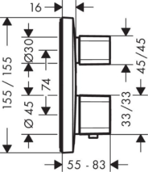 Bild von HANSGROHE Ecostat E Thermostat Unterputz für 2 Verbraucher,  15708000