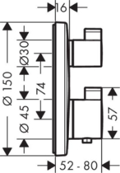 Bild von HANSGROHE Ecostat S Thermostat Unterputz für 2 Verbraucher,  15758000