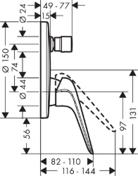 Bild von HANSGROHE Novus Einhebel-Wannenmischer Unterputz,  71045000