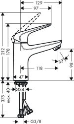 Bild von HANSGROHE Novus Einhebel-Waschtischmischer 100 CoolStart mit Push-Open Ablaufgarnitur,  71032000