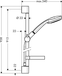 Bild von HANSGROHE Croma 100 Vario Handbrause/Unica'C Brausestange 0,90 m Set,  27771000