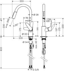 Bild von HANSGROHE Focus Einhebel-Küchenmischer 240 mit Ausziehbrause,  31815000