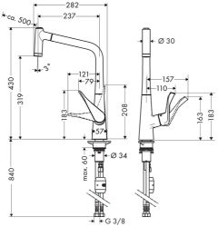 Bild von HANSGROHE Metris Einhebel-Küchenmischer 320 mit Ausziehbrause,  14820000