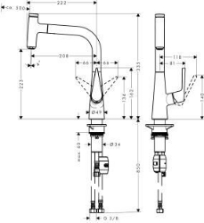 Bild von HANSGROHE Talis Select S Einhebel-Küchenmischer 220 mit Ausziehauslauf,  72822000