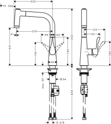 Bild von HANSGROHE Metris Einhebel-Küchenmischer 220 mit Ausziehbrause,  14834000