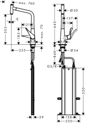 Bild von HANSGROHE M71 Metris Select Einhebel-Küchenmischer 320 mit Ausziehauslauf und sBox,  73803000