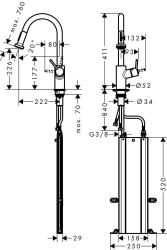 Bild von HANSGROHE M52 Talis S² VariarcEinhebel-Küchenmischer mit Ausziehbrause und sBox,  73863000