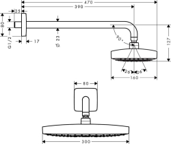 Bild von HANSGROHE Raindance Select E 300 2jet Kopfbrause mit Brausearm 390 mm,  27385000