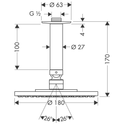 Bild von HANSGROHE Raindance S 180 Air 1jet Kopfbrause mit Deckenanschluss 100 mm,  27478000