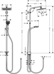 Picture of HANSGROHE Crometta E 240 1jet Showerpipe Reno EcoSmart 9 l/min,  27289000