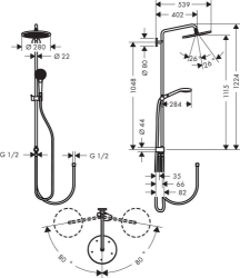 Bild von HANSGROHE Croma 280 1jet Showerpipe Reno,  26793000