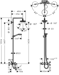 Bild von HANSGROHE Croma Select S 180 2jet Showerpipe Wanne,  27351400