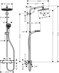 Bild von HANSGROHE Crometta S 240 1jet Showerpipe EcoSmart 9 l/min,  27268000