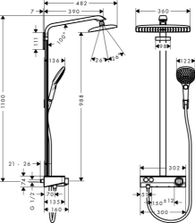 Bild von HANSGROHE Raindance Select E 360 1jet ST Showerpipe,  27288400